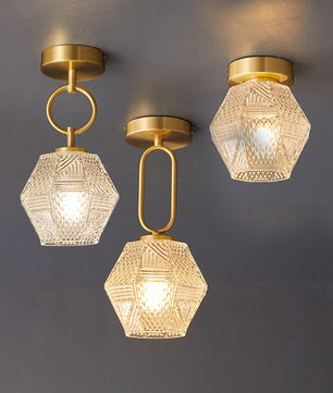 Diamond Cut Art Deco Ceiling Light