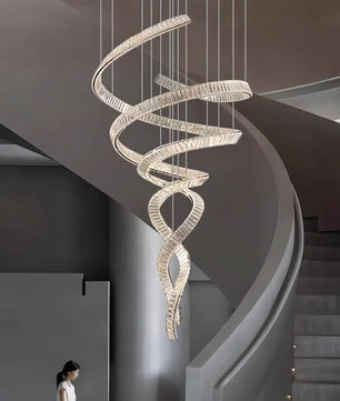 Long Spiral Crystal Chandelier