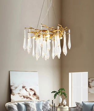 Teardrop Round Crystal Chandelier