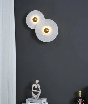 Round Alabaster Combination Wall Lamp