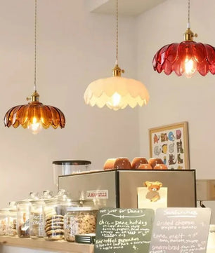 Retro Petal Glass Pendant Light S98