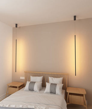 Modernist LED Linear Black Pendant Light Fixture for Kitchen Bedside