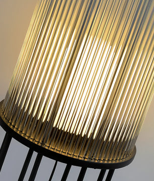 Line Glass Lantern Solar Floor Lamp