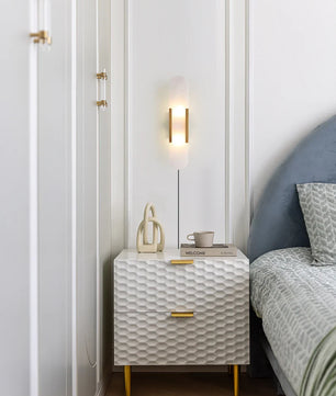 Geometric Harmony Alabaster Plug In Wall Lamp