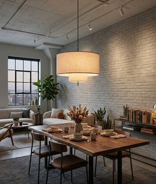 Lino Tiered Linen Drum Pendant