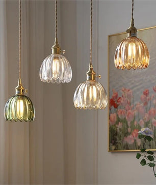 Japanese Retro Glass Flower Pendant Light S17