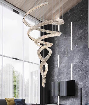 Long Spiral Crystal Chandelier
