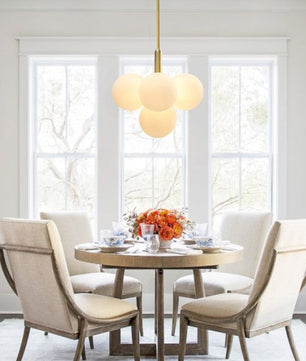 Opal Glass Bubble Cluster Grape Brass Chandelier for Dining Room