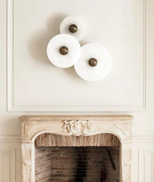 Round Alabaster Combination Wall Lamp