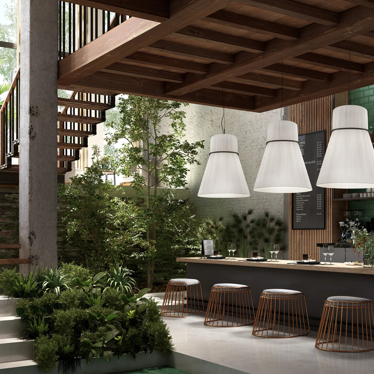 Pleated Linen Hourglass Pendant Light