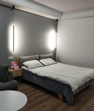 Modernist LED Linear Black Pendant Light Fixture for Kitchen Bedside