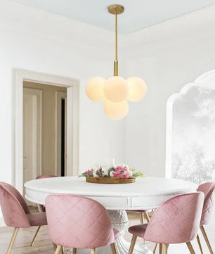Opal Glass Bubble Cluster Grape Brass Chandelier for Dining Room