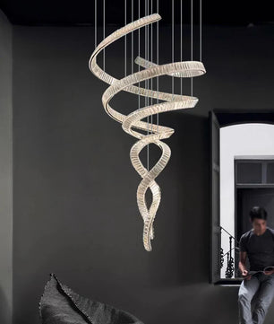 Long Spiral Crystal Chandelier