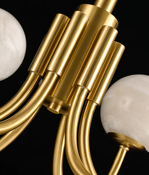 Brass Alabaster Round Chandelier