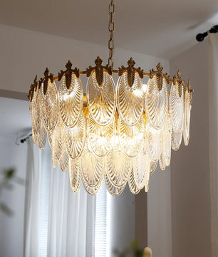 Brass Leaves Chandelier