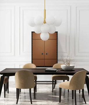 Opal Glass Bubble Cluster Grape Brass Chandelier for Dining Room