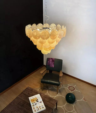 Vintage Yellow Round Murano Chandelier