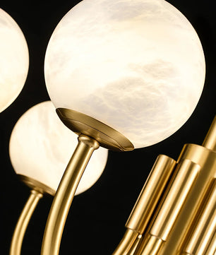 Brass Alabaster Round Chandelier