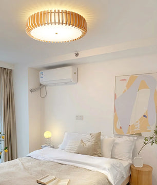 Wooden Drum Ceiling Lamp