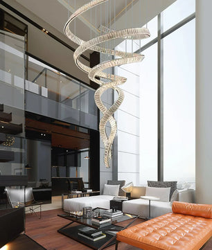 Long Spiral Crystal Chandelier