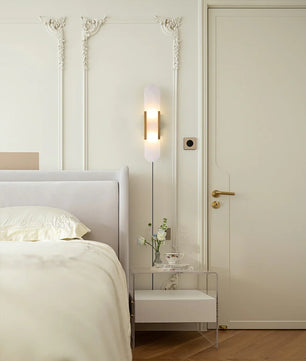 Geometric Harmony Alabaster Plug In Wall Lamp