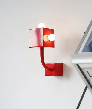 Red Cube Wall Lamp