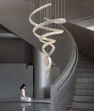 Long Spiral Crystal Chandelier