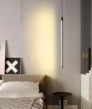 Modernist LED Linear Black Pendant Light Fixture for Kitchen Bedside