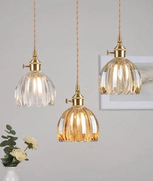 Japanese Retro Glass Flower Pendant Light S17