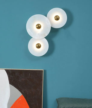 Round Alabaster Combination Wall Lamp