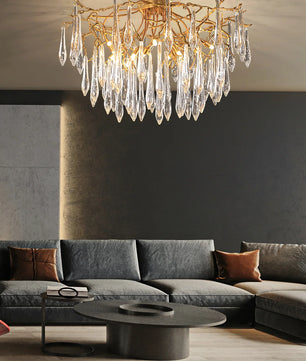 Teardrop Round Crystal Ceiling Lamp