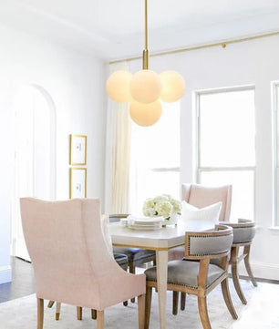 Opal Glass Bubble Cluster Grape Brass Chandelier for Dining Room