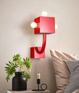 Red Cube Wall Lamp