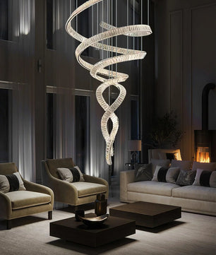 Long Spiral Crystal Chandelier