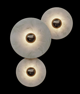 Round Alabaster Combination Wall Lamp