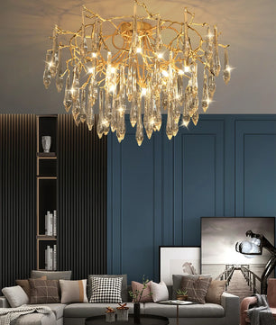 Teardrop Round Crystal Ceiling Lamp