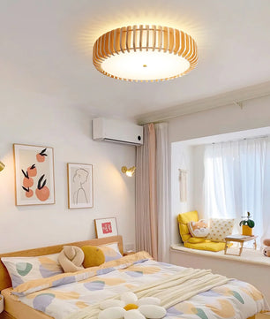 Wooden Drum Ceiling Lamp