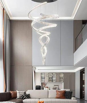 Long Spiral Crystal Chandelier