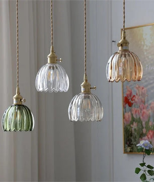 Japanese Retro Glass Flower Pendant Light S17