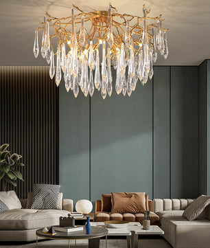 Teardrop Round Crystal Ceiling Lamp