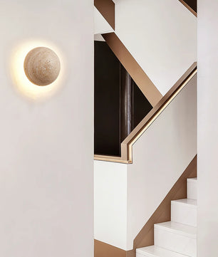 Round Travertine Wall Lamp